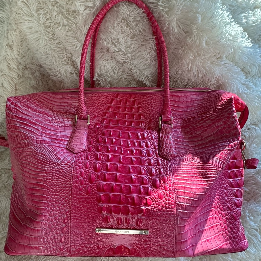 COPY - RARE COLOR!! PINK COSMO BRAHMIN DUXBURY WEEKENDER LUGGAGE TOTE BAG